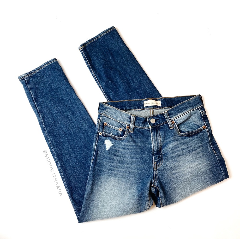 GAP Distressed Blue Real Straight Jeans 26 Regular